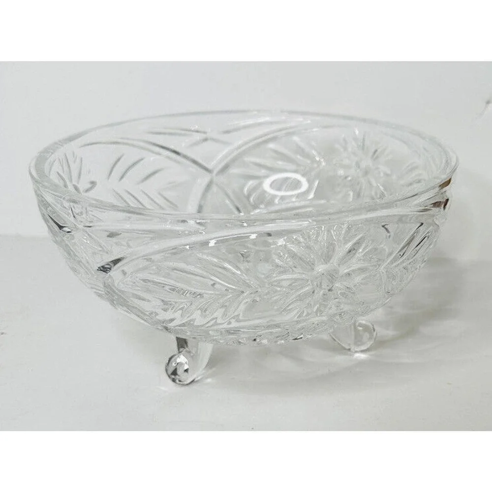Vtg Footed Clear‎ Crystal Glass 10